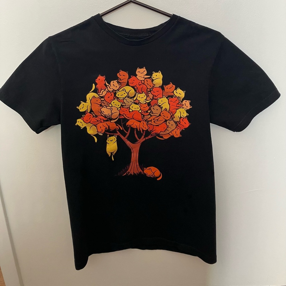 Kids Black Cat Tree Graphic T-Shirt